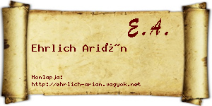Ehrlich Arián névjegykártya